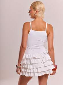 MUSERA Solid Ruffle Tiered Cami Dress Sexy Cute Spring Summer Party Going Out Vacation - White - View 2