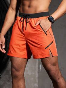 Manfinity Sport Corelite 男友风男士拼色抽绳腰休闲运动短裤慢跑短裤