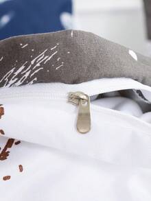 3入組男女童超柔細纖維床品套裝，太空主題星空印花被套套裝，全尺寸枕套被套套裝，適用於臥室、客房、宿舍。套裝包括：1件拉鍊被套+2件枕套（不含內芯） - 彩色 - 查看 7