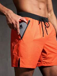 Manfinity Sport Corelite 男友风男士拼色抽绳腰休闲运动短裤慢跑短裤