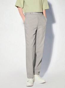 AKNOTIC Business Casual Quần tây dệt thẳng dễ chăm sóc - Màu Xám nhạt - Xem 9