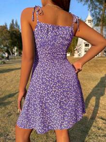 Breezaya Floral Print Pleated Bust A-Line Cami Dress