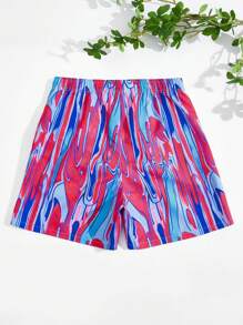 Manfinity VDAYZ Men's Marble Printing Drawstring Wide-Legged Beach Shorts For Vacation - Multicolor - View 2