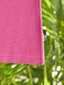 ملابس علوية تي شيرت مطبوع بزهور, قماش كتان بياقة V- قياس كبير للسيدات، فضفاض وكاجوال بتصميم مناسب للصيف