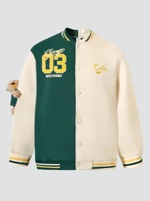 Veste de baseball style universitaire pour garçons adolescents avec figurine de poupée