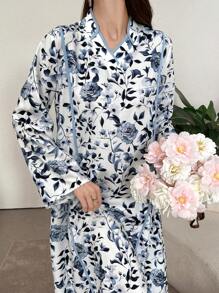 Al Najma Women's Flower Printed Arabian Dress With Long Sleeves, Perfect For Vacation, Modest Full Length Jalabiya, Casual Long Sleeve Dress