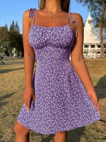 Breezaya Floral Print Pleated Bust A-Line Cami Dress