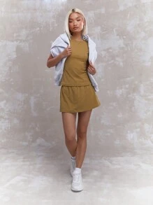 MISSGUIDED Ensemble coordonné de débardeur en jersey et de mini-jupe - Tabac - Voir 5
