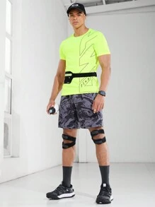 Manfinity Running Boyfriend-Stil Herren Kontrast-Stich Kurzarm lässiges Sportshirt für den Sommer