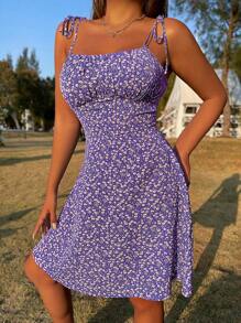 Breezaya Floral Print Pleated Bust A-Line Cami Dress