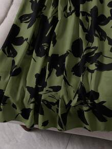 Floral Print Elastic Waist Skirt For Dailywear