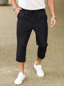 Manfinity Homme Pantaloni Capri A Vita Con Coulisse Da Uomo Per L'Abbigliamento Quotidiano