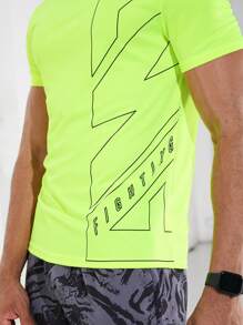 Manfinity Running Boyfriend-Stil Herren Kontrast-Stich Kurzarm lässiges Sportshirt für den Sommer