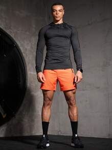 Manfinity Sport Corelite 男友风男士拼色抽绳腰休闲运动短裤慢跑短裤