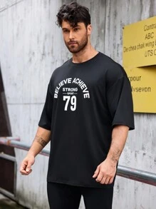 Manfinity Sport PWRUP Men Letter Graphic Sports Tee For Summer