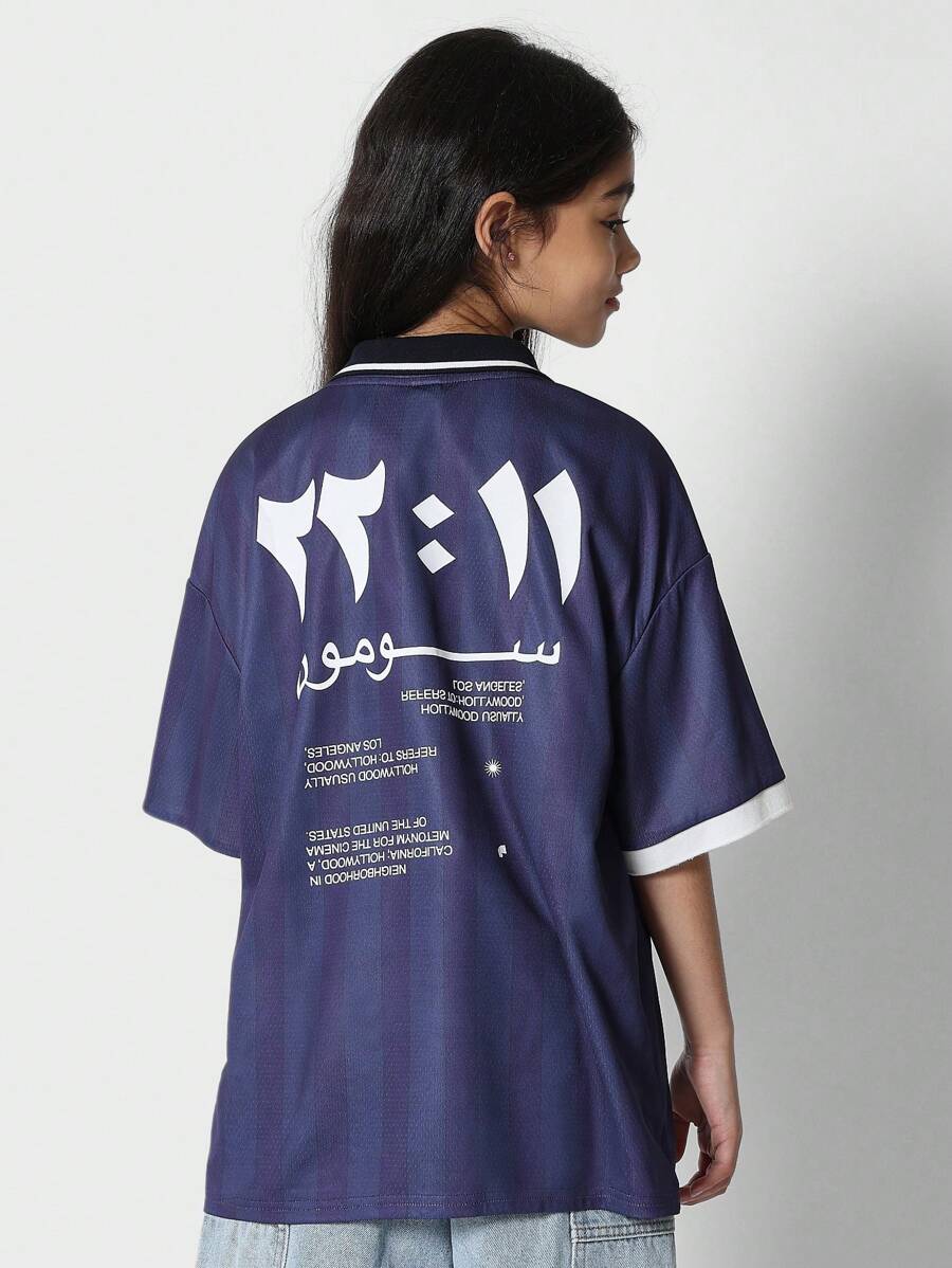 SUMWON Tween Girls Football Jersey With Back Print - Blue - View 1