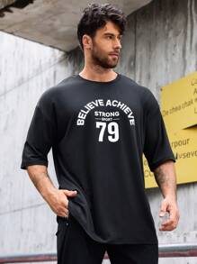 Manfinity Sport PWRUP Men Letter Graphic Sports Tee For Summer