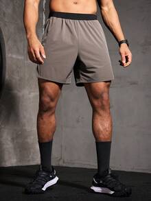 Manfinity Sport Corelite Quần short thể thao thường ngày in chữ mùa hè phong cách bạn trai dành cho nam - Cà phê nâu - Xem 6