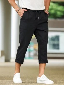 Manfinity Homme Pantaloni Capri A Vita Con Coulisse Da Uomo Per L'Abbigliamento Quotidiano