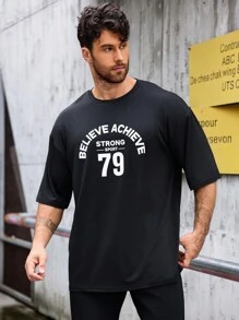 Manfinity Sport PWRUP Men Letter Graphic Sports Tee For Summer