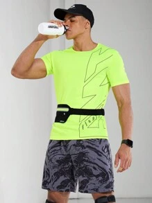 Manfinity Running Boyfriend-Stil Herren Kontrast-Stich Kurzarm lässiges Sportshirt für den Sommer