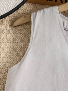 Conjunto de 3 piezas para niña preadolescente: camiseta casual blanca de manga corta, top sin mangas y pantalón largo - Blanco - Ver 5