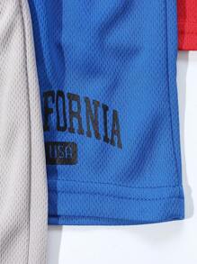 SHEIN 5pcs Young Boy Letter Printed Shorts Set - Getaway, Holiday, Travel, Relax, Sunbathing, Summer, School, Campus, College