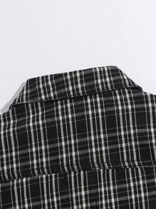 SHEIN Tween 女童休闲黑白格子牛仔夹克外套 - 彩色 - 查看 3