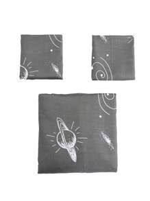 3入組男女童超柔細纖維床品套裝，太空主題星空印花被套套裝，全尺寸枕套被套套裝，適用於臥室、客房、宿舍。套裝包括：1件拉鍊被套+2件枕套（不含內芯） - 彩色 - 查看 8