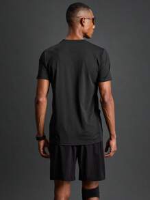 Coreblaze T-shirt de sport à manches courtes style boyfriend pour hommes avec impression de lettres, chemise de compression pour hommes - Noir - Voir 7