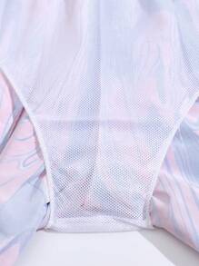 Manfinity VDAYZ Men's Marble Printing Drawstring Wide-Legged Beach Shorts For Vacation - Multicolor - View 6