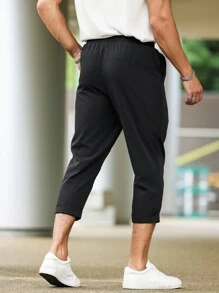 Manfinity Homme Pantaloni Capri A Vita Con Coulisse Da Uomo Per L'Abbigliamento Quotidiano