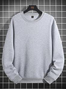 Claim Dot 宽松男士纯色圆领卫衣，适合秋季穿着，长袖上衣