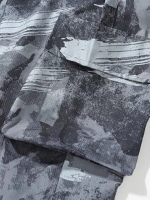 Manfinity Sport Corelite Boyfriend Style Men Brush Print Drawstring Waist Cargo Pants