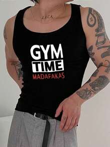 Manfinity Sport Corelite Men's Letter Print Sports Tank Top Top Workout Tops - Black - View 3