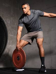 Manfinity Sport Corelite Quần short thể thao thường ngày in chữ mùa hè phong cách bạn trai dành cho nam - Cà phê nâu - Xem 7
