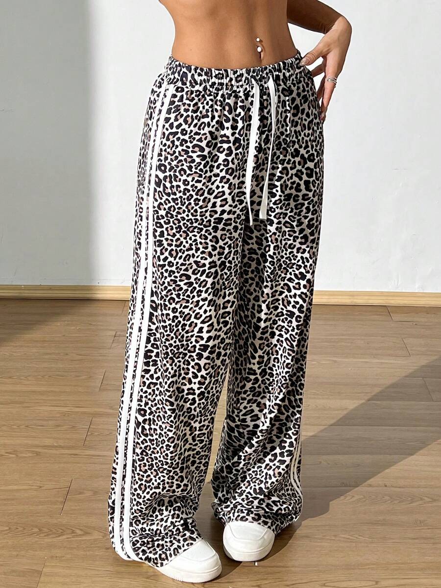 Flirla 豹紋Y2K休閒女士褲 - 彩色 - 查看 1