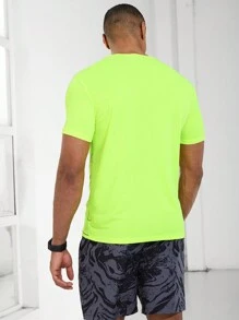 Manfinity Running Boyfriend-Stil Herren Kontrast-Stich Kurzarm lässiges Sportshirt für den Sommer