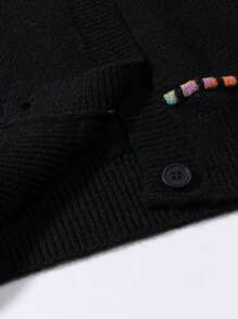 ANDREILEEANDREILEE Men's Casual Zip-Up Knit Cardigan Sweater, Unisex Design, Autumn/Winter - Black - View 5