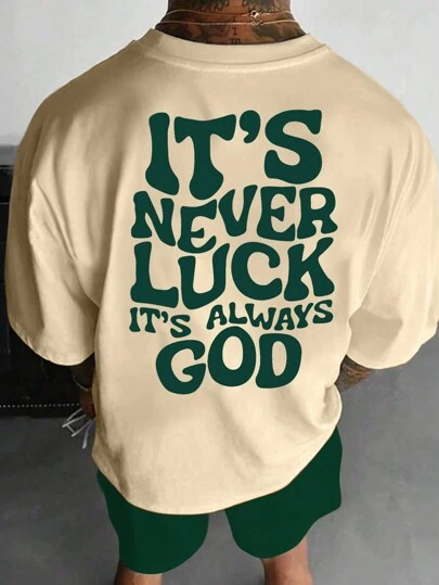 Manfinity Homme Men's Summer Slogan Printed Round Neck Short Sleeve Casual T-Shirt And Drawstring Waist Shorts Set, Going Out, Cozy Outfits