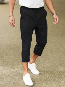 Manfinity Homme Pantaloni Capri A Vita Con Coulisse Da Uomo Per L'Abbigliamento Quotidiano