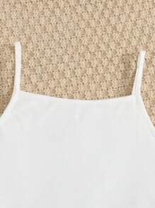 Conjunto de 3 piezas para niña preadolescente: camiseta casual blanca de manga corta, top sin mangas y pantalón largo - Blanco - Ver 6