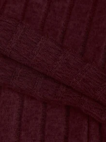 SHEIN Unity 純色無肩帶抹胸喇叭褲,適合日常穿著 - 酒紅色 - 查看 5