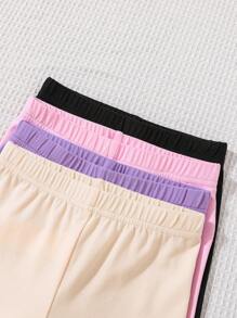 Niña joven Pantalones cortos básicos 4 piezas cómodos con estampado de corazón, para uso diario y uso en la calle, verano - Multicolor - Ver 3