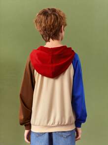 SCOOBY-DOO X SHEIN هودي كاجوال مطبوع للأولاد مع تدرج لونين، مناسب لفصلي الربيع والخريف