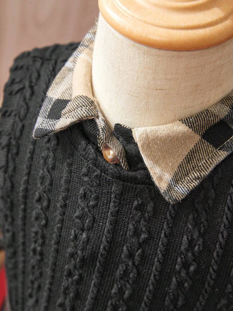 Baby Girl Plaid Print 2 In 1 Belted Dress