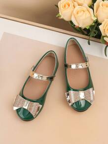 Fashionable Unisex Flat Shoes For Children - New Style Girls' Bowknot Shoes - Army Green - View 2