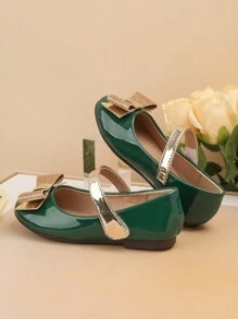 Fashionable Unisex Flat Shoes For Children - New Style Girls' Bowknot Shoes - Army Green - View 4