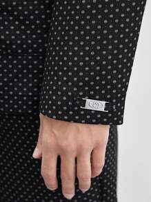 AKNOTIC Business Casual Áo khoác blazer nam dáng ôm in họa tiết dệt kim Easy Care, phù hợp mặc đi làm và đầu thu, mặc vào mùa thu đông - Màu xám đen - Xem 8