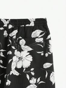 AKNOTIC Business Casual MOCODE Men's Woven Loose-Fit Mid-Waist Shorts With Ditsy Floral, Suitable For Summer